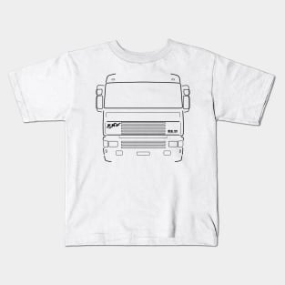 Classic 1990s ERF EC11 lorry black outline graphic Kids T-Shirt